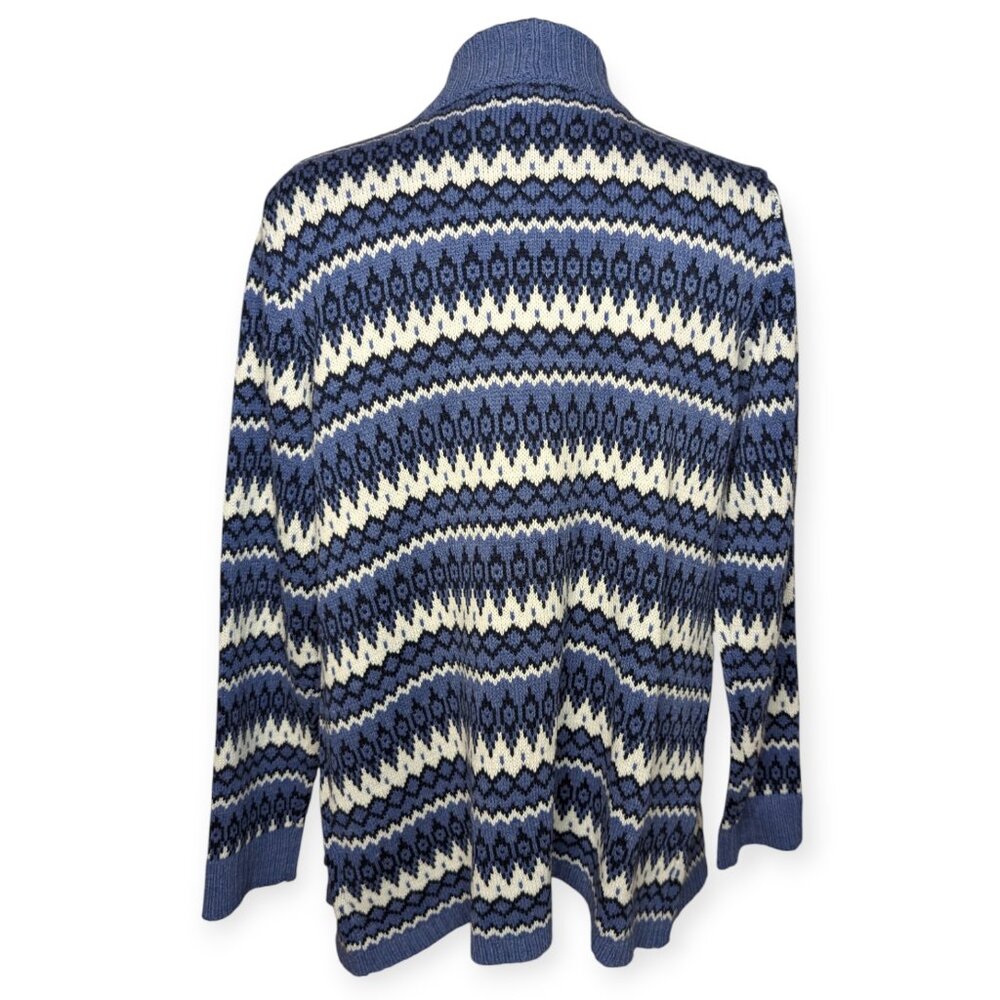 Croft & Barrow Chic Blue and White Knit Open Front Cardigan Petite Medium - Picture 9 of 11